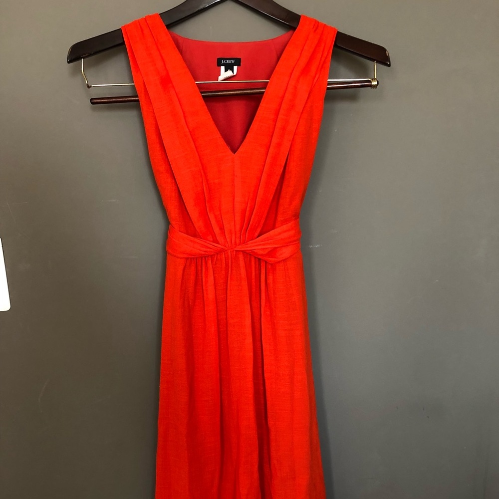 J Crew Orange-Red midi dress